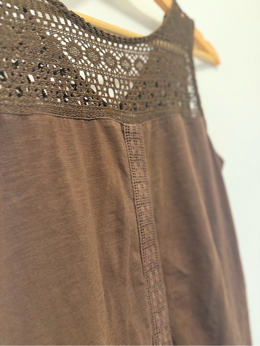 J. Jill Brown Lace-Trim Petite Dress size Medium M midi length dress - Picture 5 of 9